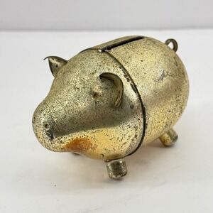 Unbranded Piggy Bank Gold Solid Vintage Metal Coin Bank